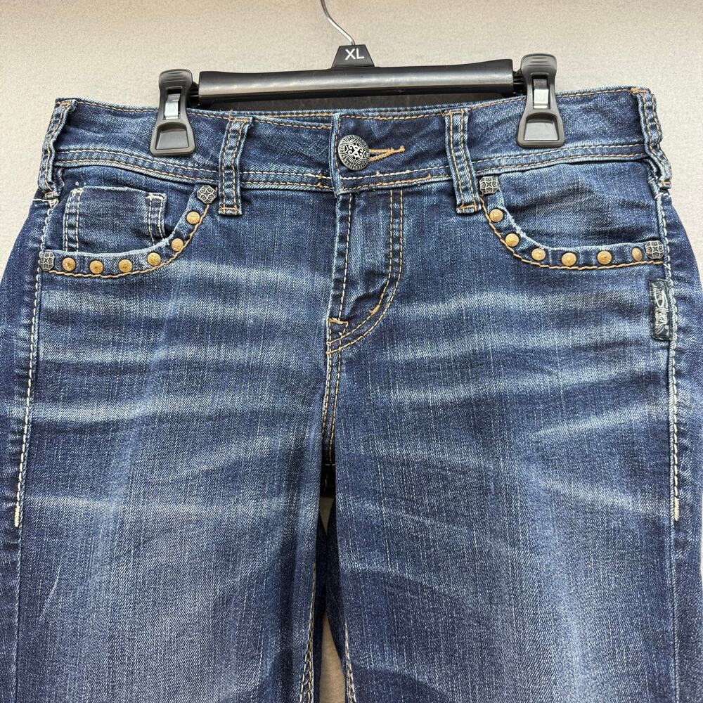 Silver Jeans Women's 27X33 (4) Blue Mid Slim Boot Cut Rivetted Pocket Western - Picture 5 of 15